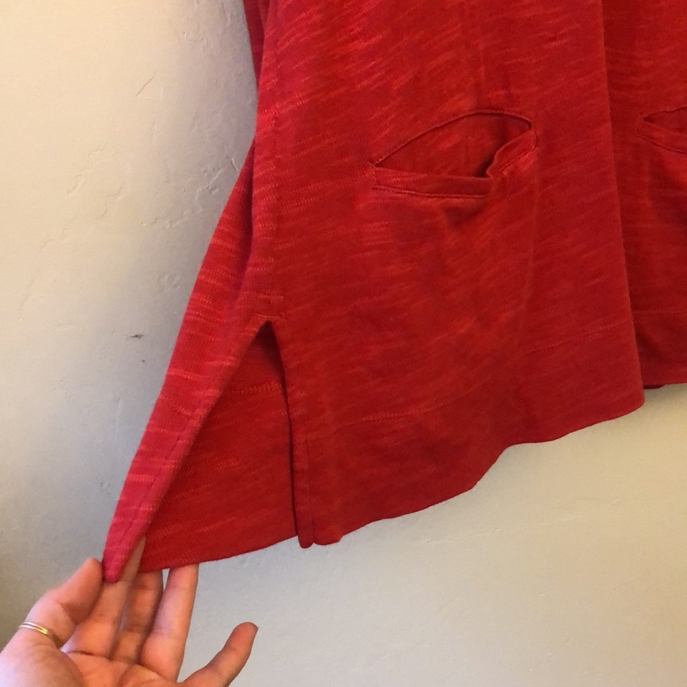 J. Jill Sweater Size Small Red V-Neck Pocketed Tunic Top 100% Cotton - Picture 10 of 12